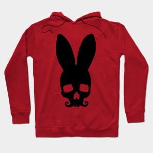 Moustached Rabbit Skull Silhouette Hoodie